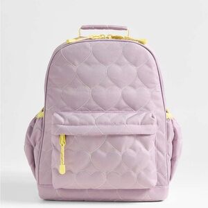 Crate and Kids Large Quilted Heart Backpack in Lavender and Yellow